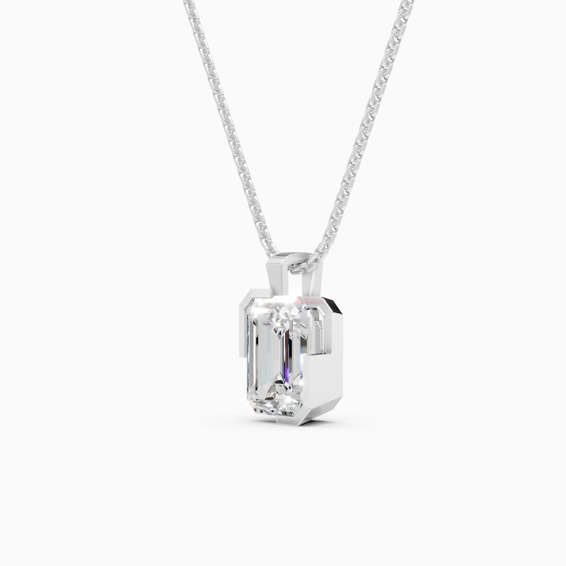 Timeless Emerald Cut Solitaire Diamond Necklace